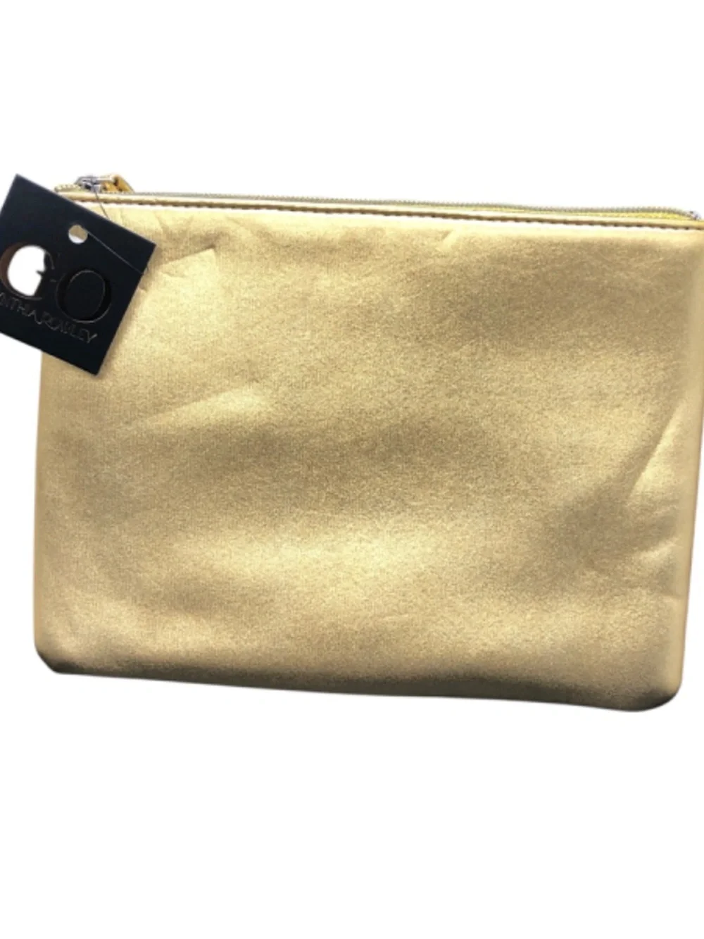 Cynthia Rowley Metallic Gold Flat Pouch | Tech Accessory Bag | Cosmetic Bag